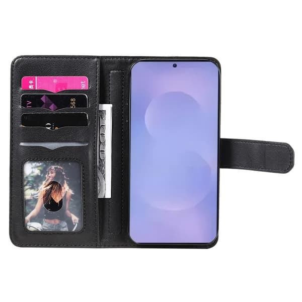 Samsung Galaxy S26 / S26 Pro Ställ Plånboksfodral Konstläder - Svart