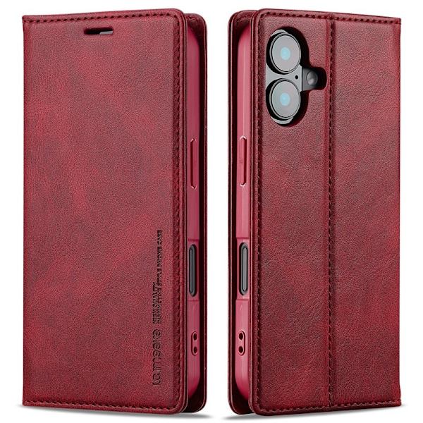 LC.IMEEKE iPhone 16 Plus Plånboksfodral Konstläder - Röd