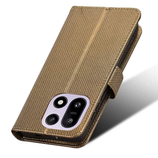 OnePlus 15 Plånboksfodral Strap Diamond Texture Konstläder Brun