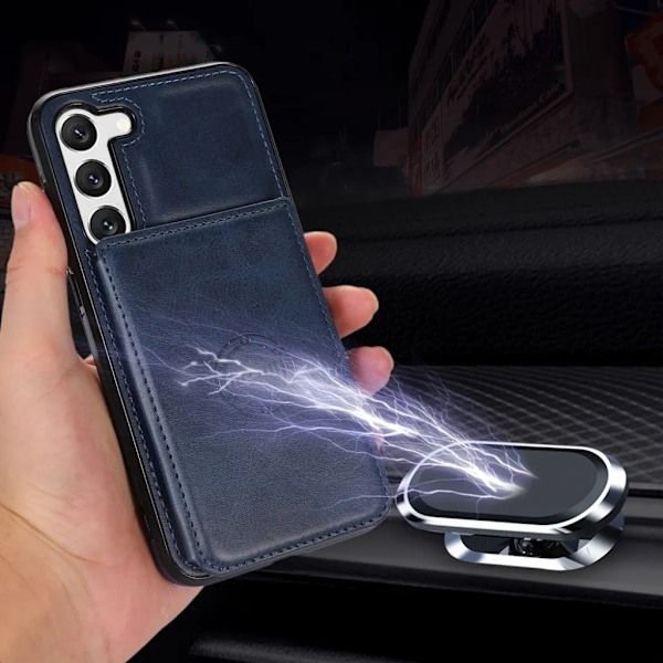 Galaxy S23 Mobilskal Korthållare Kickstand Magnetiskt - Blå