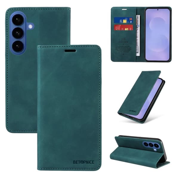 BETOPNICE Samsung Galaxy S26 Plus Plånboksfodral Konstläder RFID-Skydd - Grön
