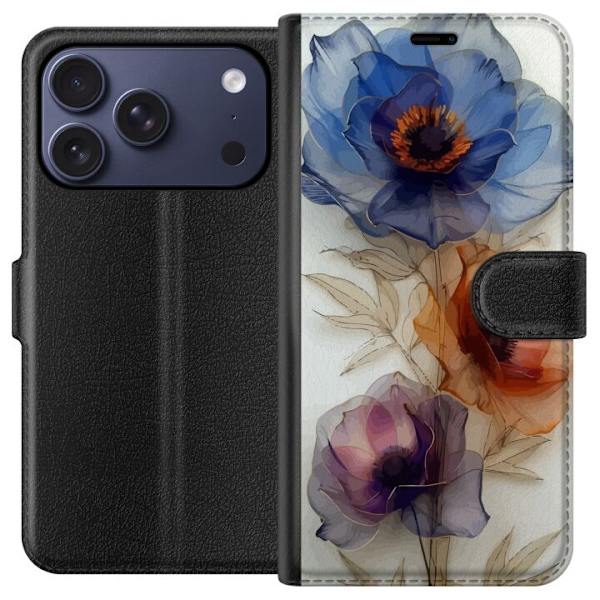 Plånboksfodral till Apple iPhone 17 Pro med Silkesblommor