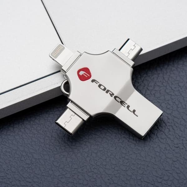 Forcell Pendrive 16 GB USB 3.2 Gen 1 (USB-A/USB-C/Lightning/Micro-USB) Silver