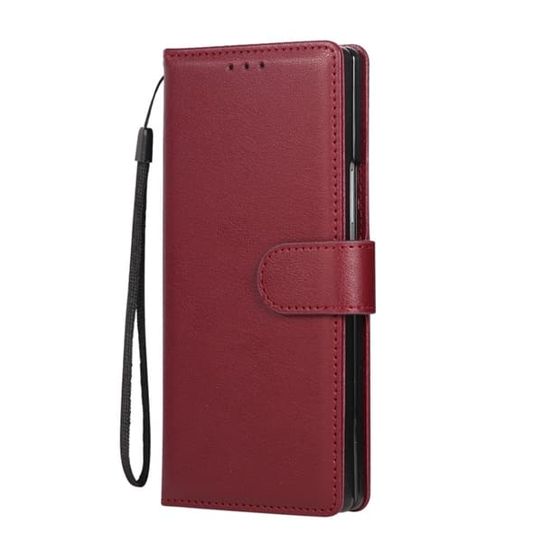 Galaxy Z Fold 7 Plånboksfodral Med Handledsrem - Vinröd Vinröd