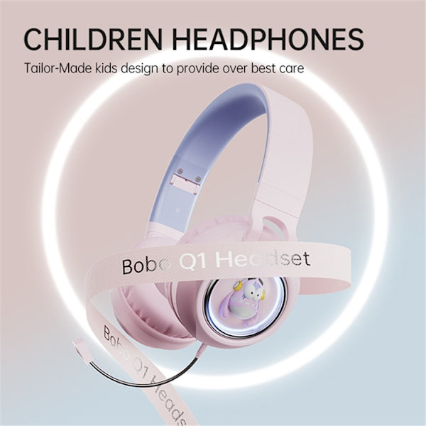 FINGERTIME Over-Ear Hörlurar för Barn Bluetooth BT5.3 Q1 - Blå Blå