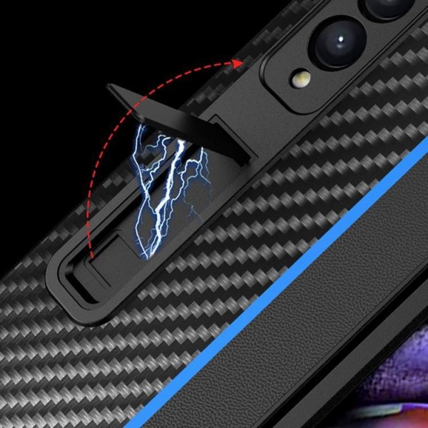 Galaxy Z Fold 4 Shell Carbon Fiber Kickstand - Rød