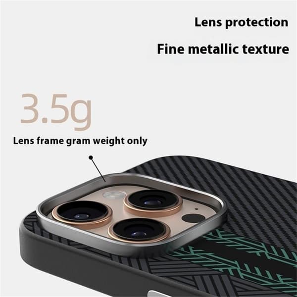 ABEEL Mobilskal till iPhone 16 Pro PC TPU Aluminium PU Läder Textur 2