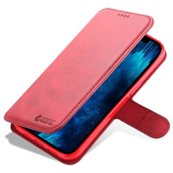 AZNS iPhone 14 Pro Plånboksfodral i Konstläder - Röd Full Protection