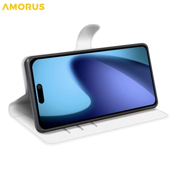 AMORUS iPhone Air Konstläder Plånboksfodral Flipstativ Litchi - Vit Vit