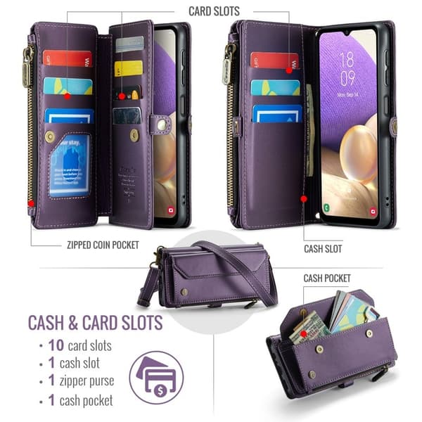 CASEME Plånboksfodral Konstläder för Samsung Galaxy A32/M32 5G - Lila