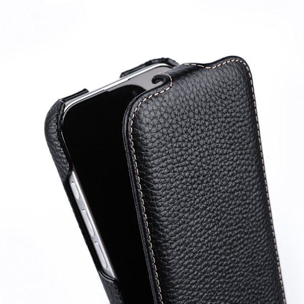 MELKCO Mobilskal till iPhone 16 Pro Max Äkta Läder + PC - Svart