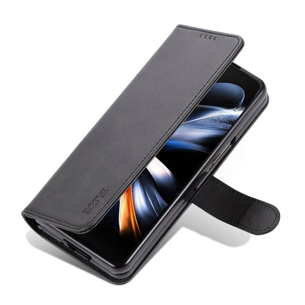 AZNS Samsung Galaxy Z Fold4 Plånboksfodral Konstläder - Svart