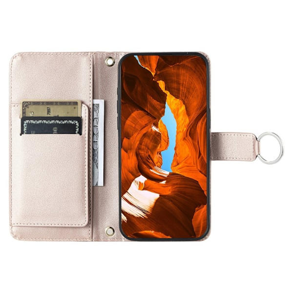 Samsung Galaxy A55 5G Plånboksfodral Konstläder Ring Spänne Ställ - Roséguld