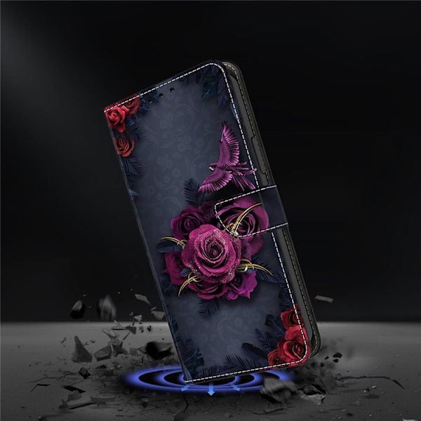 Galaxy A17/A26 Plånboksfodral Konstläder Pattern Printing Lila