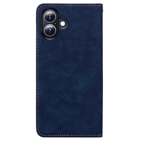 iPhone 17 Konstläder Plånboksfodral med Rem Lines Pattern - Blå Blå