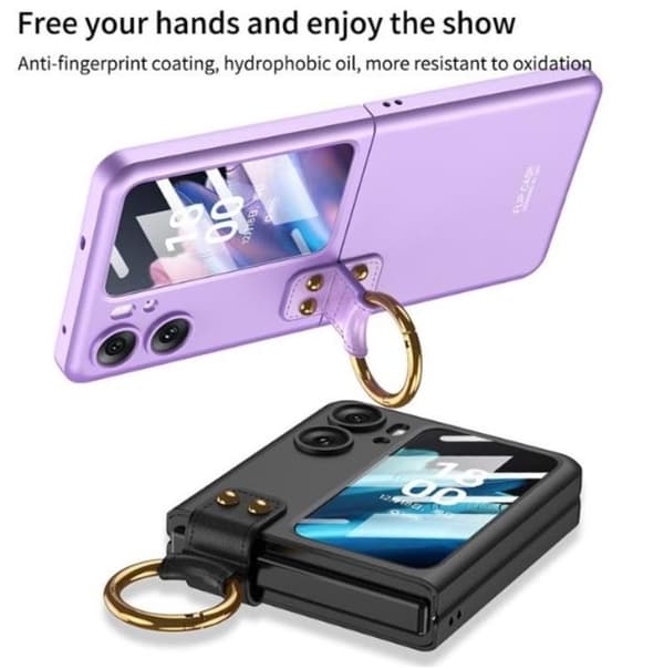 Mobilskal till Oppo Find N2 Flip Ringhållare Kickstand - Svart Black