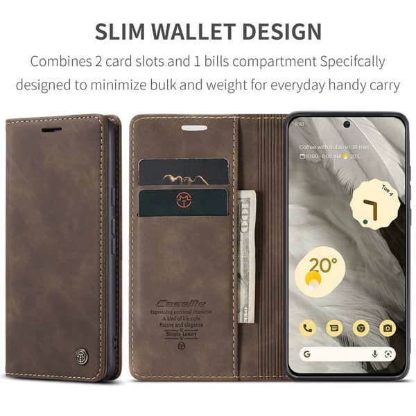 CASEME 013 Series Mobilskal till Google Pixel 8 Magnetisk KonstLäder - Brun