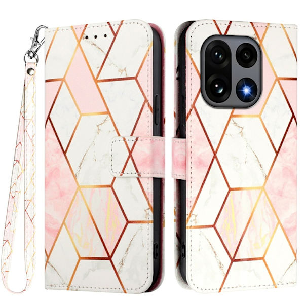 OnePlus 15 Plånboksfodral Marble Pattern Konstläder Rosa