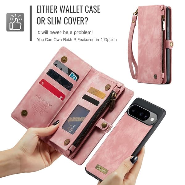 CASEME 008 Plånboksfodral till Google Pixel 10 Pro Konstläder - Rosa