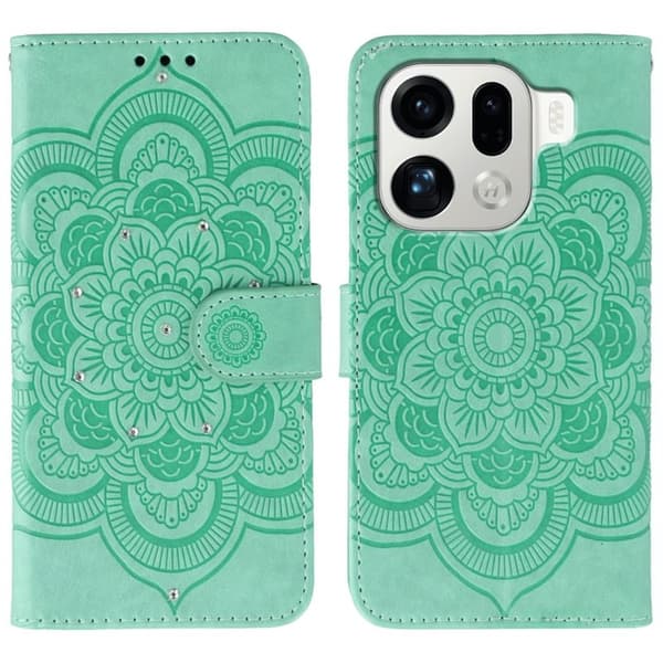 Oppo Find X9 Pro 5G Plånboksfodral Konstläder Mandala - Grön