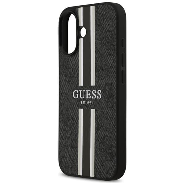 Guess telefontaske til iPhone 17 MagSafe 4G trykte striber - sort Svart