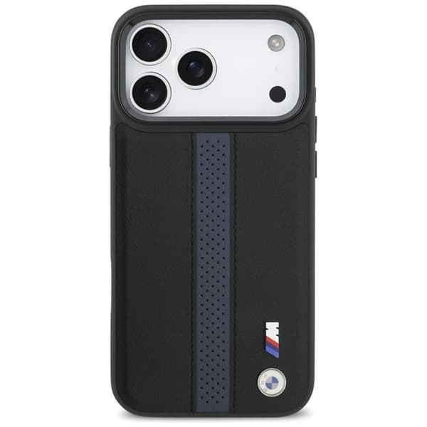 BMW telefontaske til iPhone 17 Pro Max MagSafe M perforeret stribe logo - blå Blå