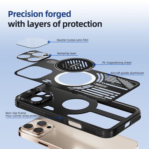 ABEEL Mobilskal till iPhone 16 Pro Max Aluminium + PC + TPU - Grå