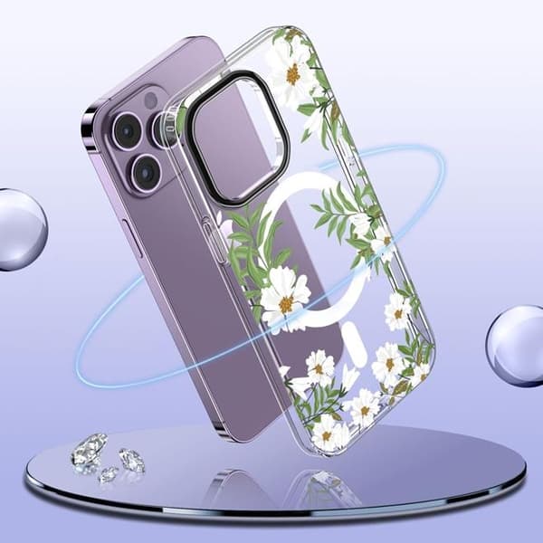 Tech-Protect iPhone 14 Pro -puhelinkuori Magsafe Mood - Spring Daisy Transparent