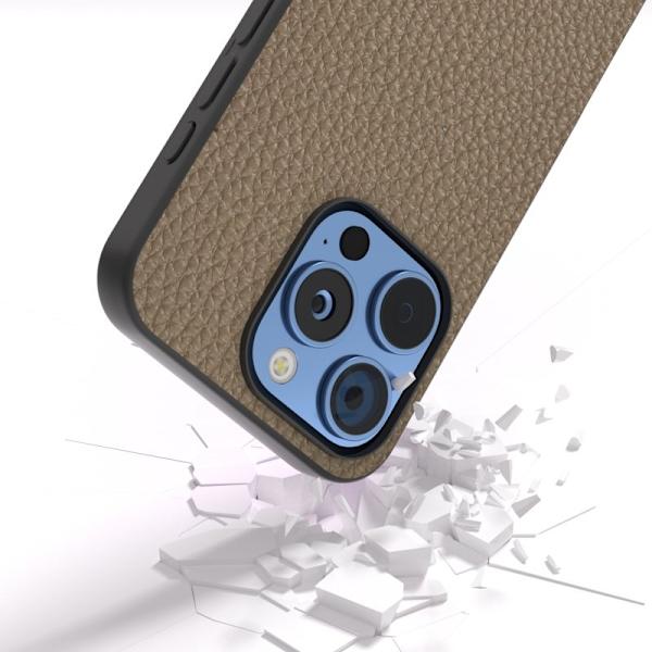 ABEEL Mobilskal till iPhone 16 Pro Max TPU + Äkta Läder Skydd - Grå