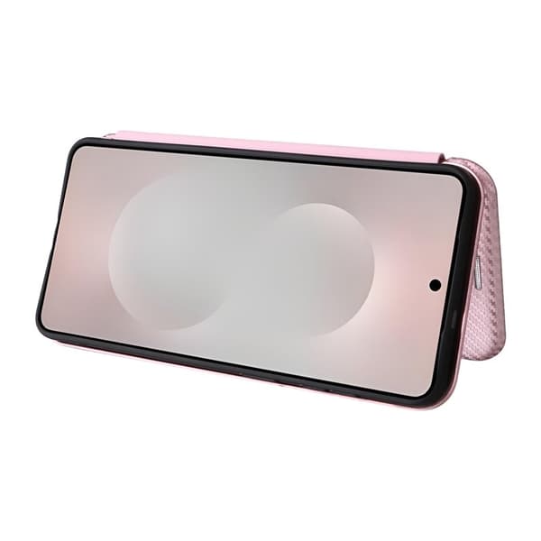 Mobilskal till Samsung Galaxy S26 Edge Kolfiber PU Läder - Roséguld