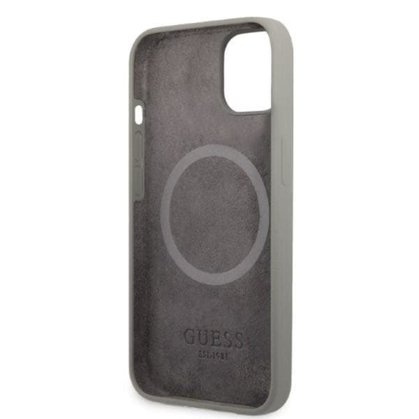 Guess iPhone 13 Mini Skal MagSafe Silicone Logo Plate - Harmaa Grå