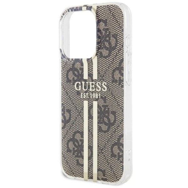 Guess iPhone 15 Pro Max Mobilskal 4G Gold Stripes - Brun