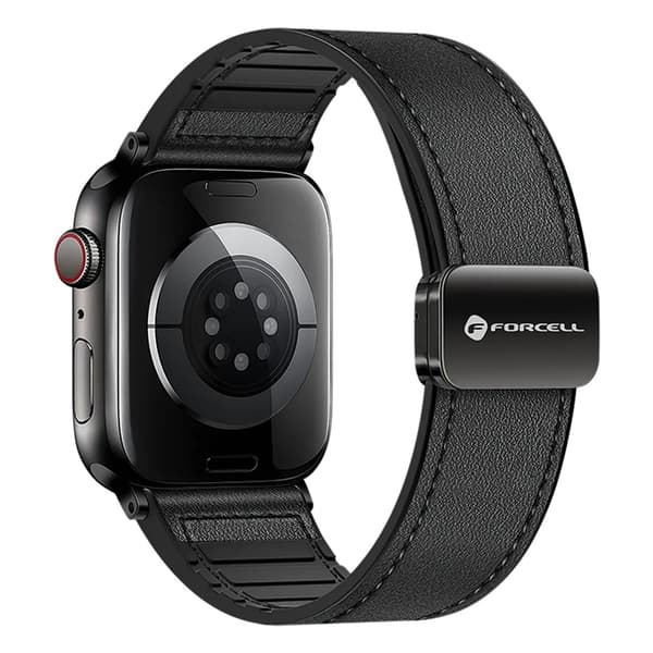 Forcell Apple Watch (38/40/41) Armbånd Læder - Sort Svart