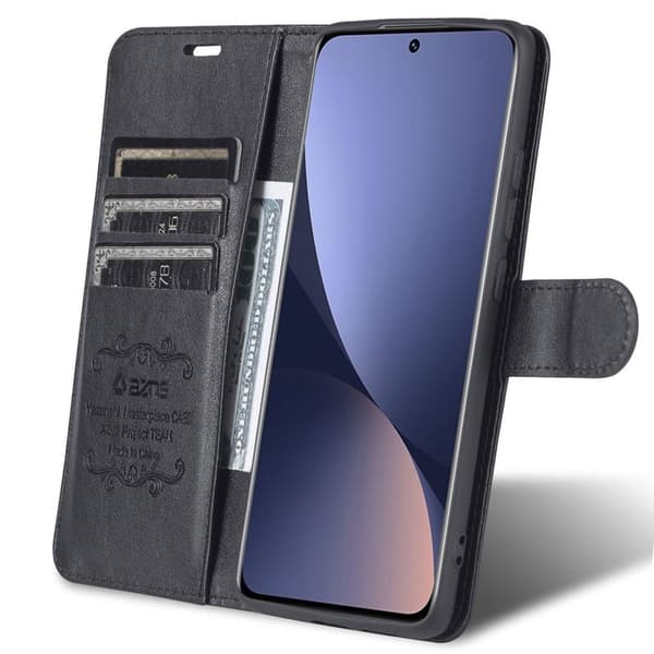 AZNS Xiaomi 12 Lite Plånboksfodral Konstläder - Svart