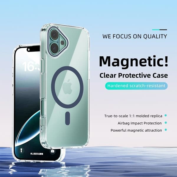 ABEEL Mobilskal till iPhone 16 Plus MagSafe Anti Scratch Klar TPU Blå