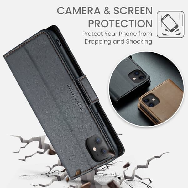 CASEME iPhone 11 Plånboksfodral Konstläder RFID-Skydd Svart