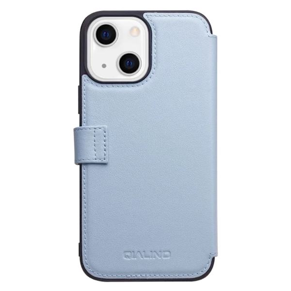 QIALINO iPhone 13 Mini Plånboksfodral Äkta läder - Blå Blå