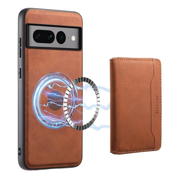 DENIOR D13 Google Pixel 7 Pro Fodral KonstLäder Ställ - Brun