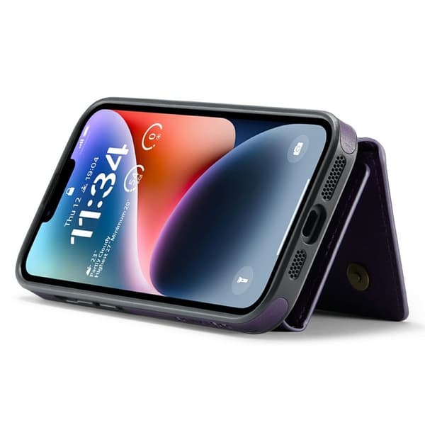 DG.MING M6 Series Mobilskal till iPhone 14 Plus Magnetiskt Plånboksfodral Lila