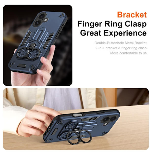 Mobilskal till iPhone 17 Ringhållare Kickstand Shockproof - Blå Blå