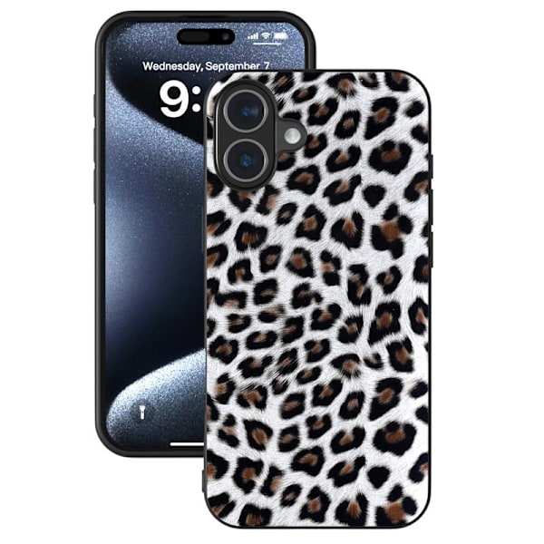 ABEEL Mobilskal till iPhone 16 PU Läder Leopard - Silver