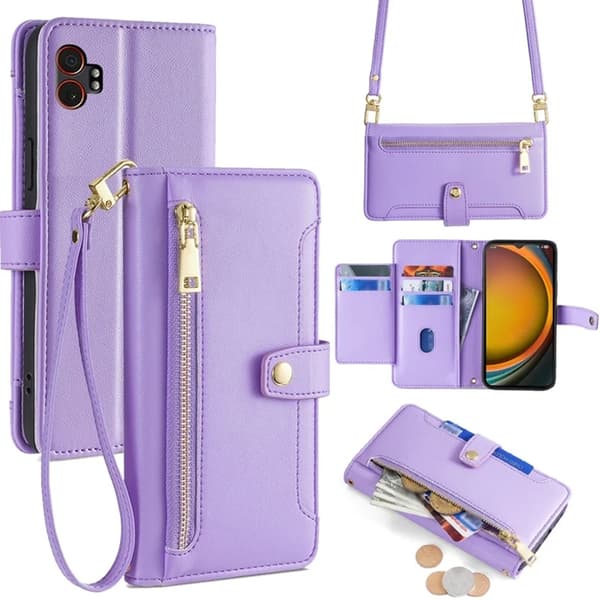 Galaxy Xcover 7 Pro Konstläder Plånboksfodral med 2 Rem - Lila Lila