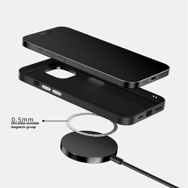 ABEEL Mobilskal till iPhone 13 PC TPU Aluminium PU Läder MagSafe - Textur 2