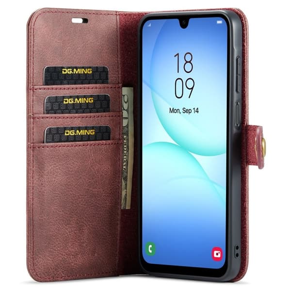DG.MING Samsung Galaxy A17 5G Plånboksfodral Äkta läder Röd
