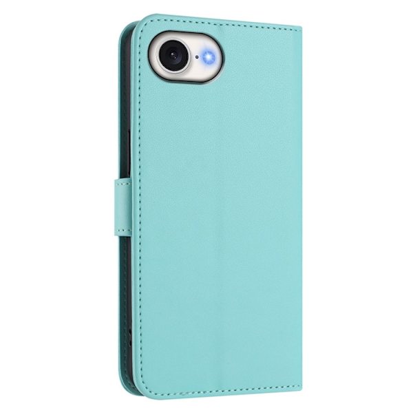 iPhone 16e Plånboksfodral Läder med Handledsrem - Mintgrön Grön