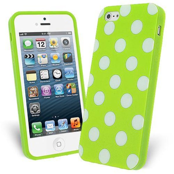 FlexiCase Cover til Apple iPhone 5 / 5S / SE - Polkadots (grøn) Green