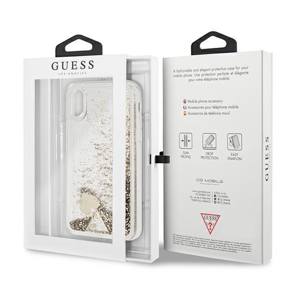 Guess iPhone X/XS Cover Glitter Charms - Guld