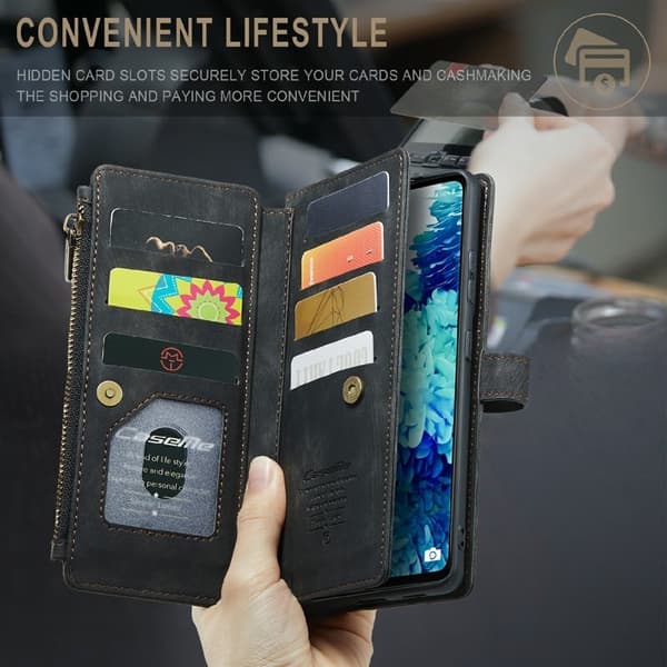 CASEME Konstläder Plånboksfodral för Samsung Galaxy S20 FE - Svart