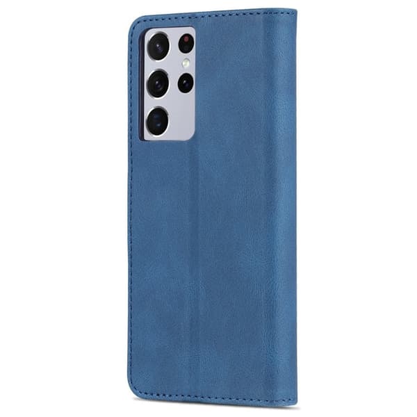 AZNS Samsung Galaxy S21 Ultra Plånboksfodral Konstläder - Blå
