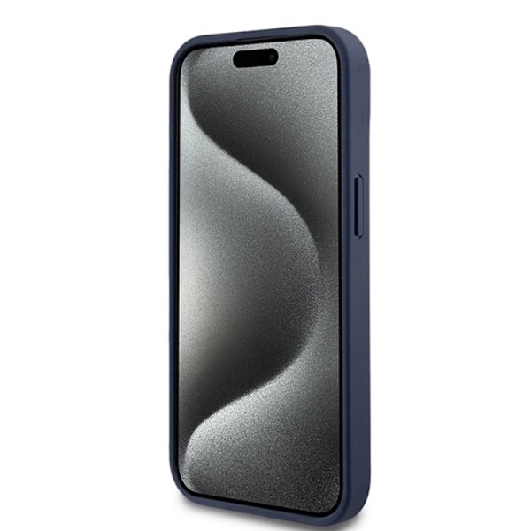 DKNY iPhone 15/14/13 Mobilskal Läder Mono Stripe & Metal Logo - Blå